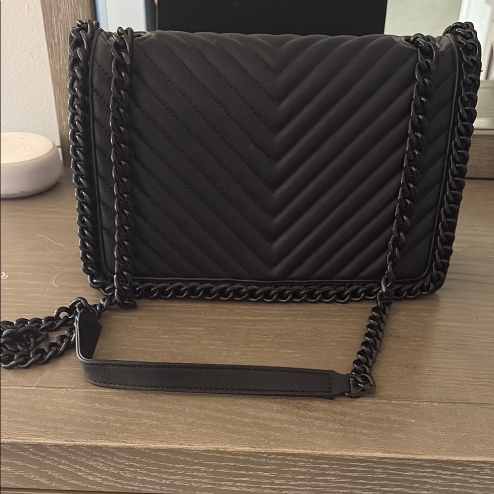 Black Quilted Leather Crossbody Chain Bag Aldo